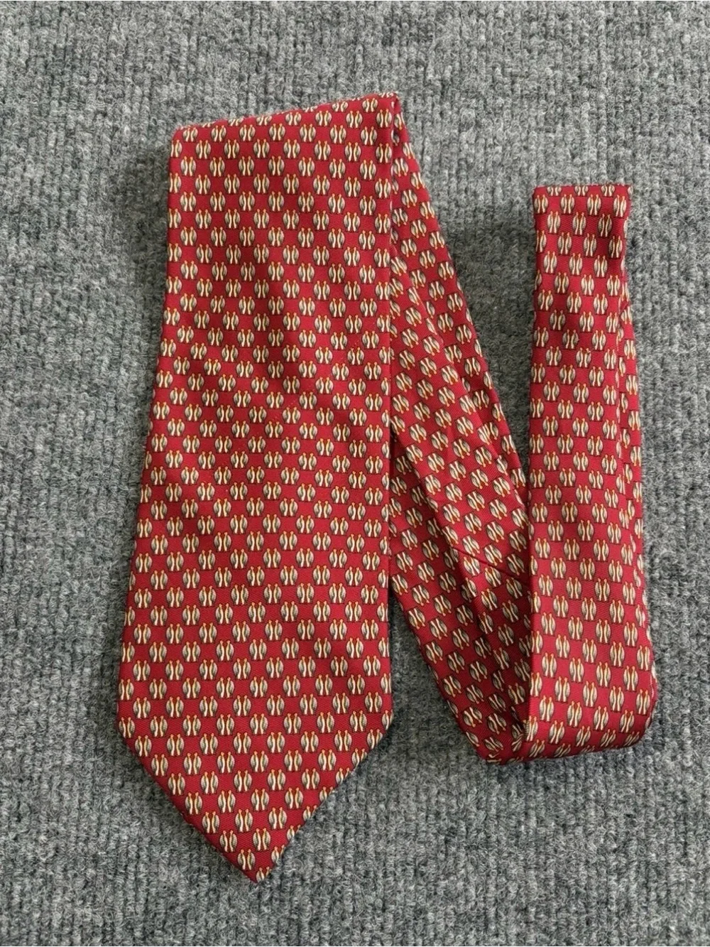 Brooks Brothers Basics Penguin Tie Red Silk Novelty Bird Mens 3.5”